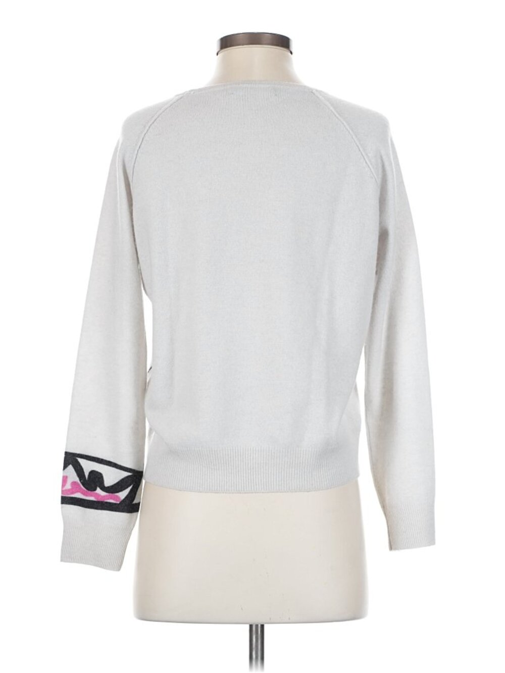 Brodie Fine Cashmere Silver Graphic Crew Neck Sweater Small - Picture 2 of 9